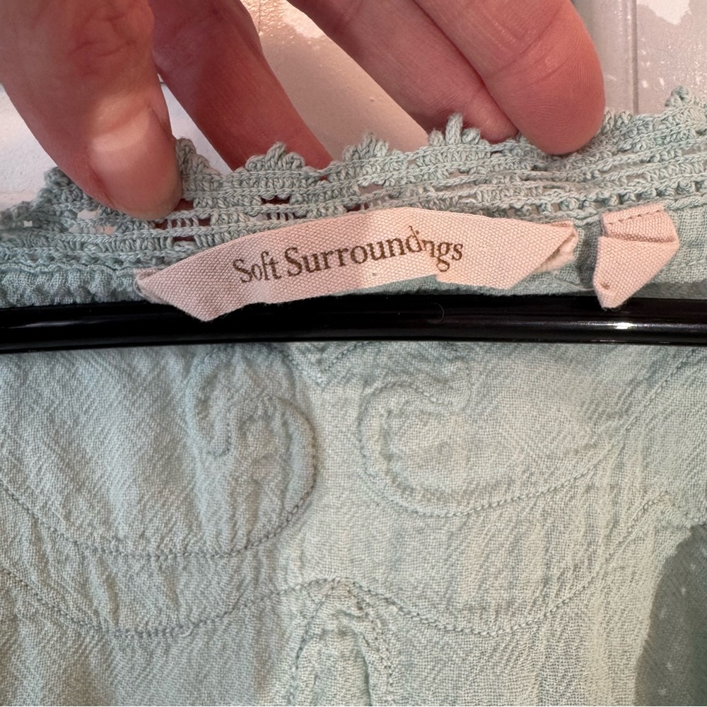Soft Surroundings Womens Aqua Tunic Boho Size XS Embroidery and detailed trim. - Picture 4 of 11